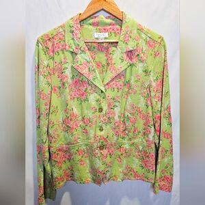 Vintage Shabby Chic Floral Green Jacket Blazer